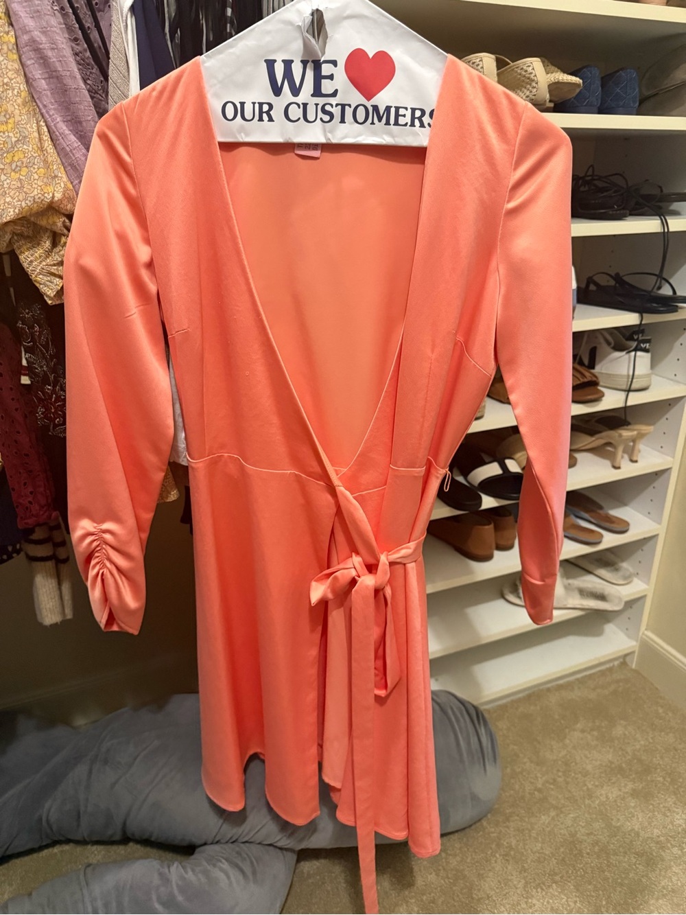 Gianni Bini Coral-Orange Wrap Mini Dress